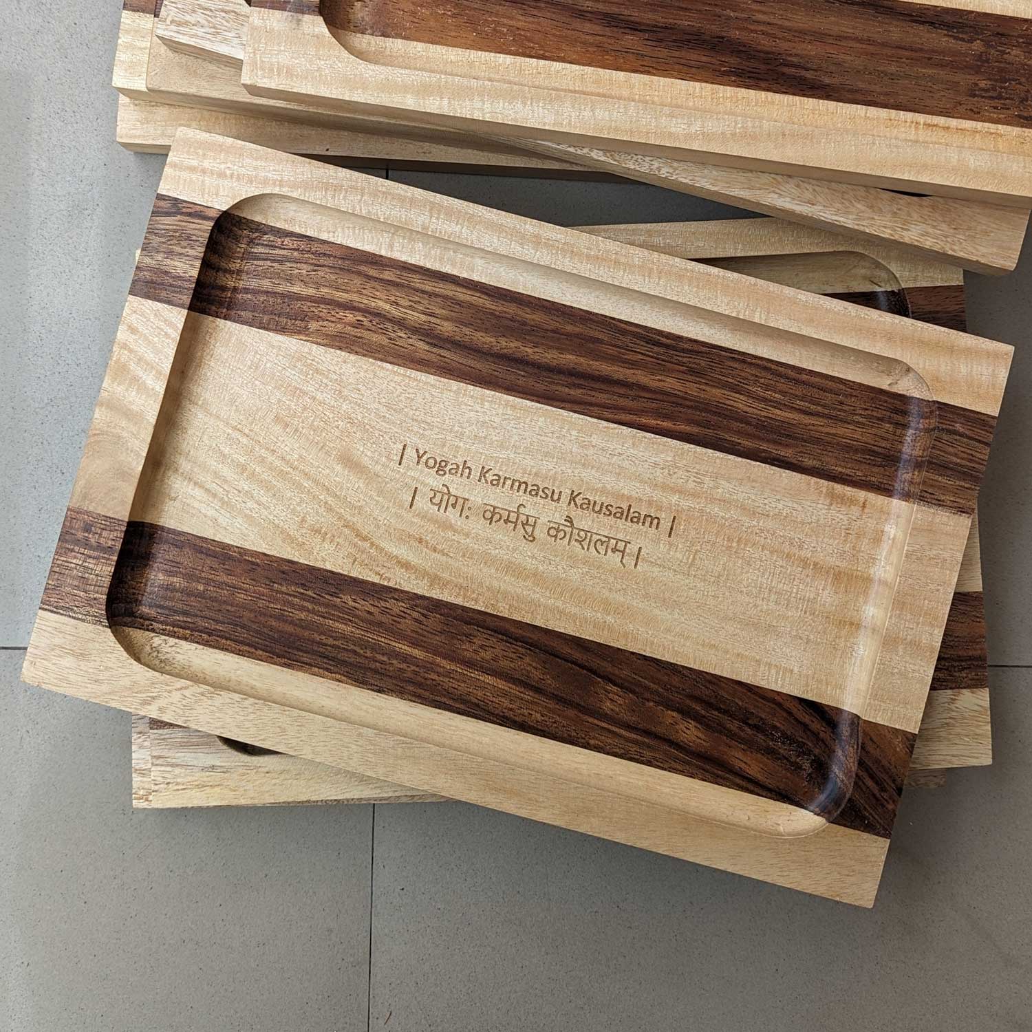 Personalized Serving Tray Engraved With Couple Name - Wooden Tray - Image 5