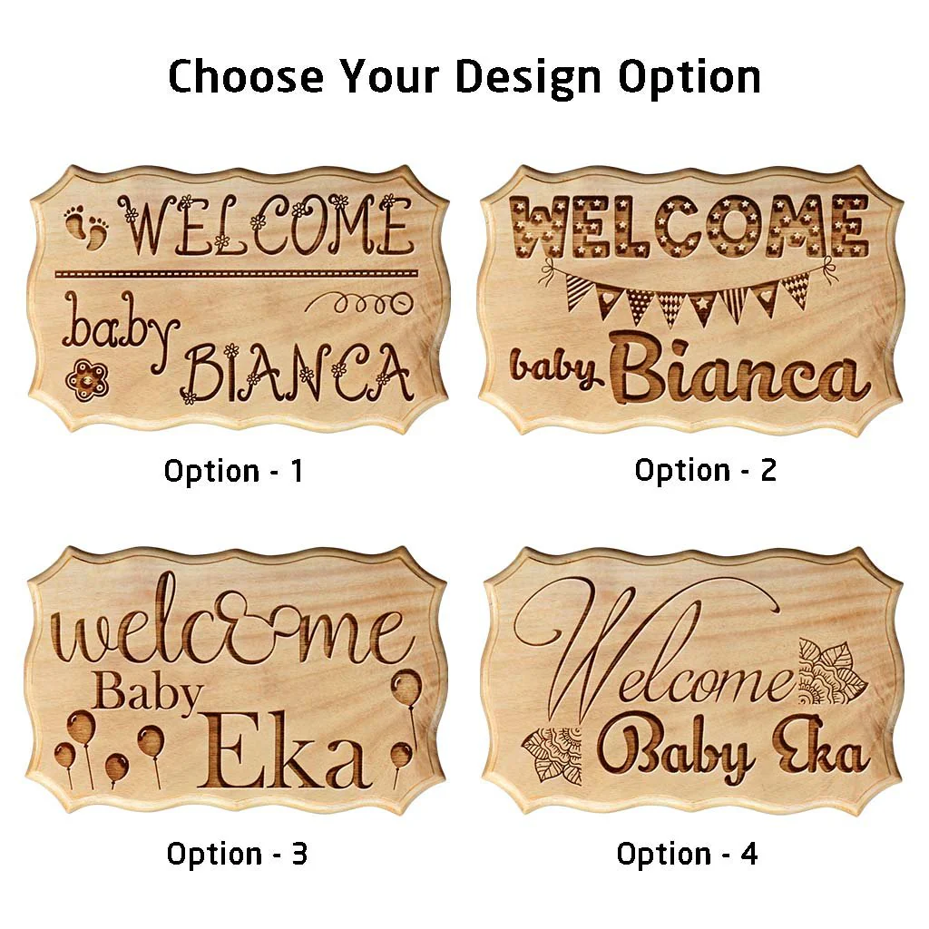 Personalized Welcome Baby Wood Carved Sign - Image 3