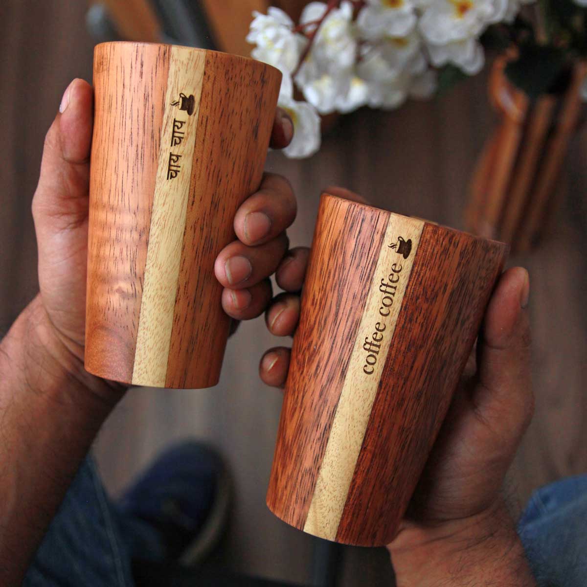 Personalized Wooden Tall Drinking Glass(10 oz/300ml) | Birthday Gift For Coffee Lover - Image 6