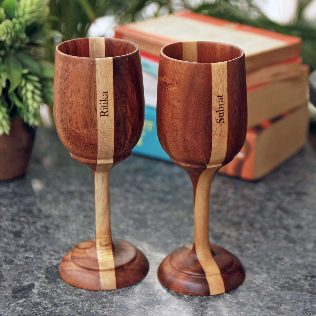 Personalized Wood Wine Goblets Engraved With Name | Anniversary Gift - Image 8