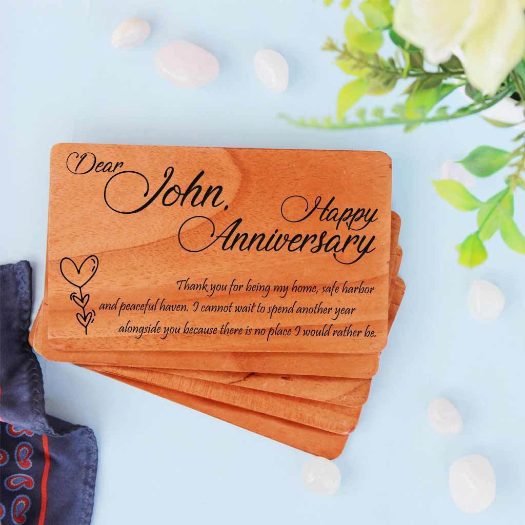 Personalized Anniversary Cards: Set Of Wooden Anniversary Cards