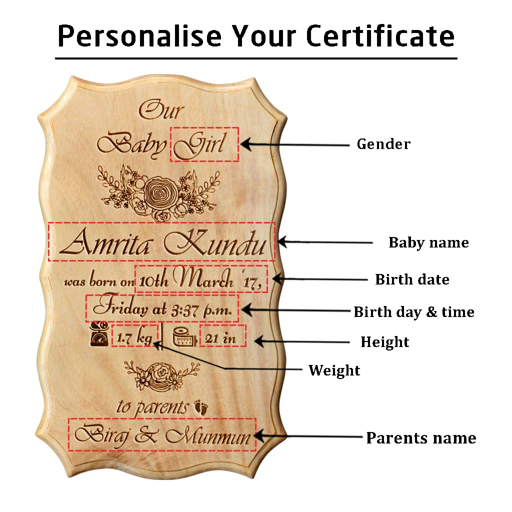 Personalized Wooden Baby Birth Certificate - Image 5