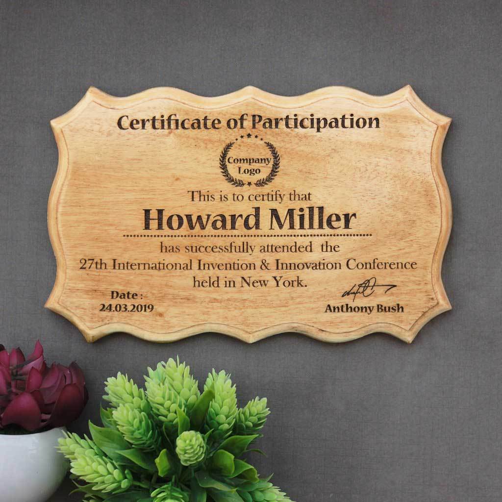 Personalized Wooden Certificate For Participation - Image 2
