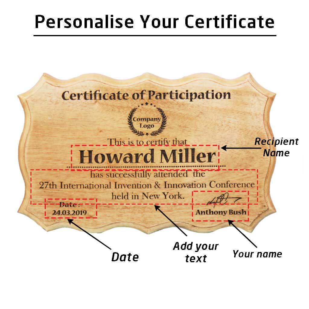 Personalized Wooden Certificate For Participation - Image 3