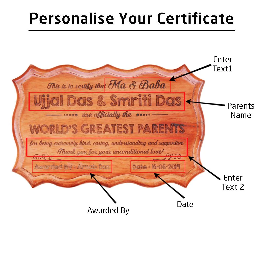 Personalized Wooden Certificate For The World's Greatest Parents - Image 4