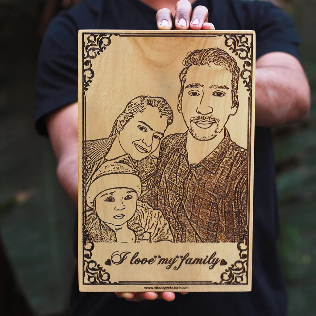 Custom Engraved Wooden Frame for Family - Image 3