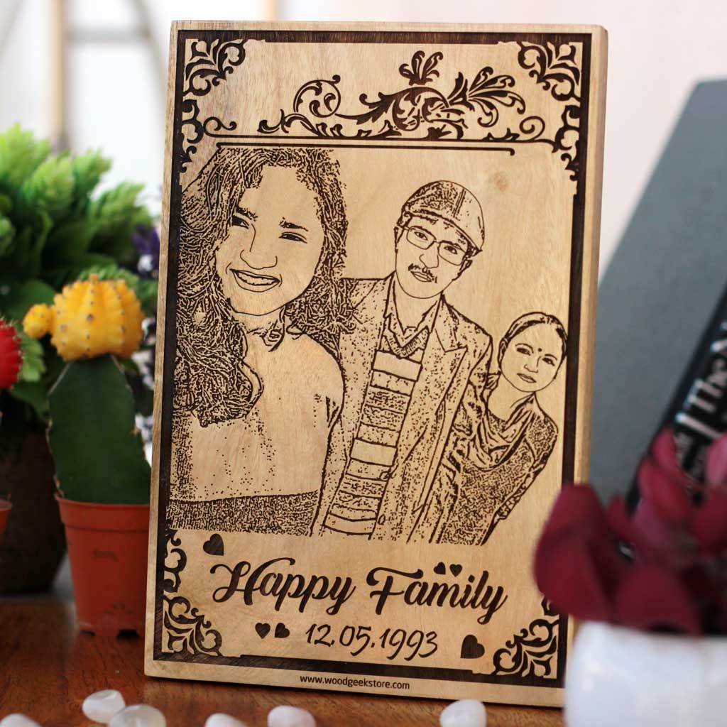 Custom Engraved Wooden Frame for Family - Image 4