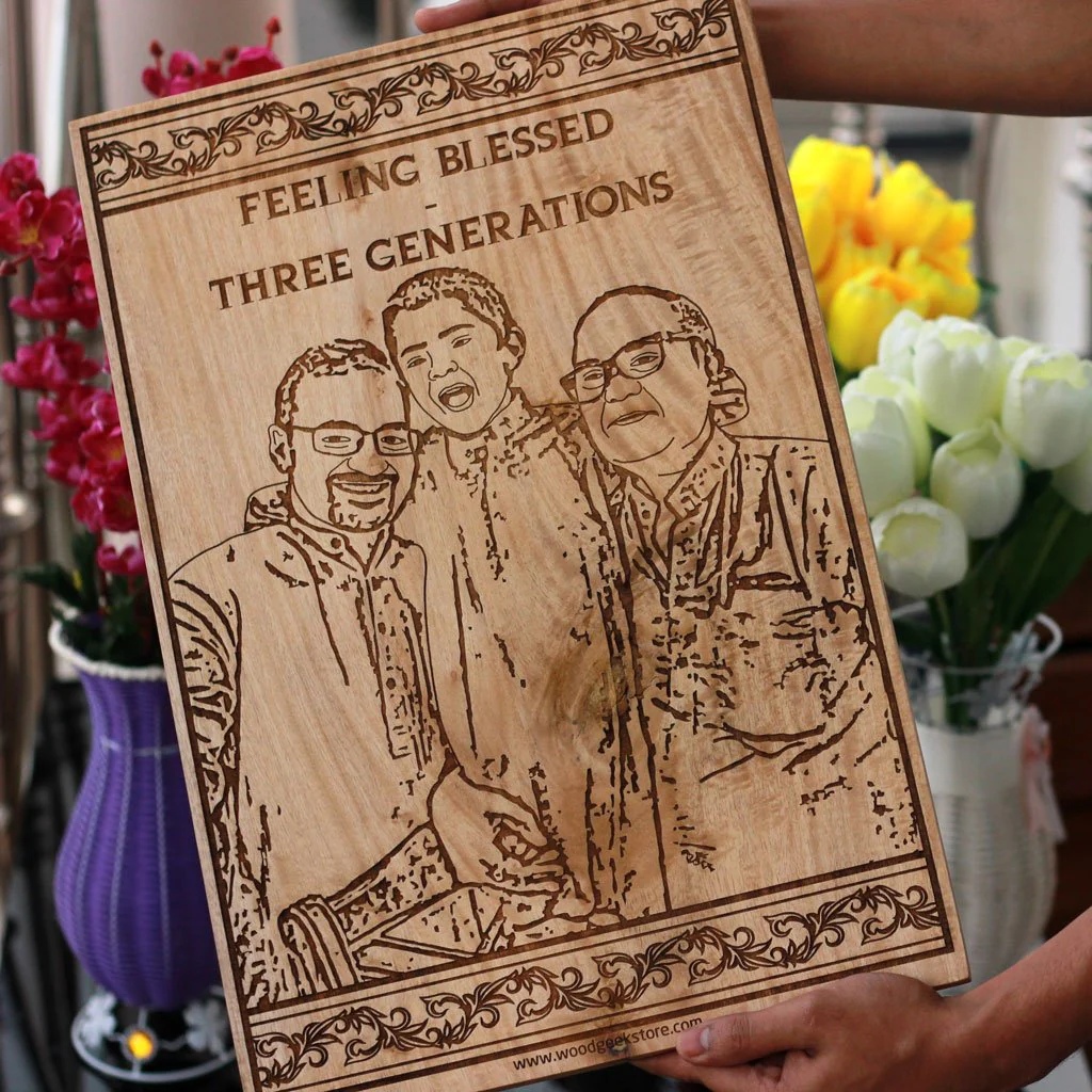 Custom Engraved Wooden Frame for Family - Image 5