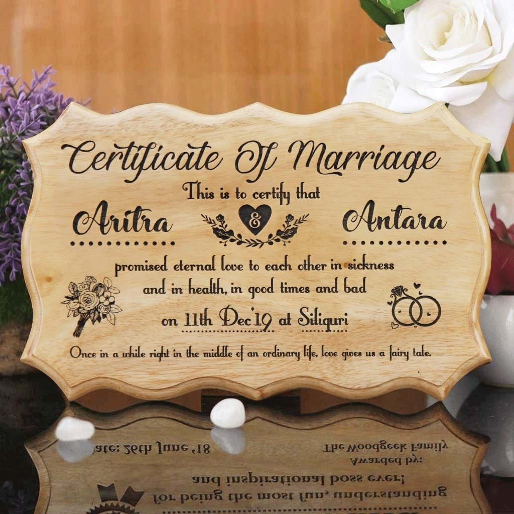 Personalized Wooden Marriage Certificate