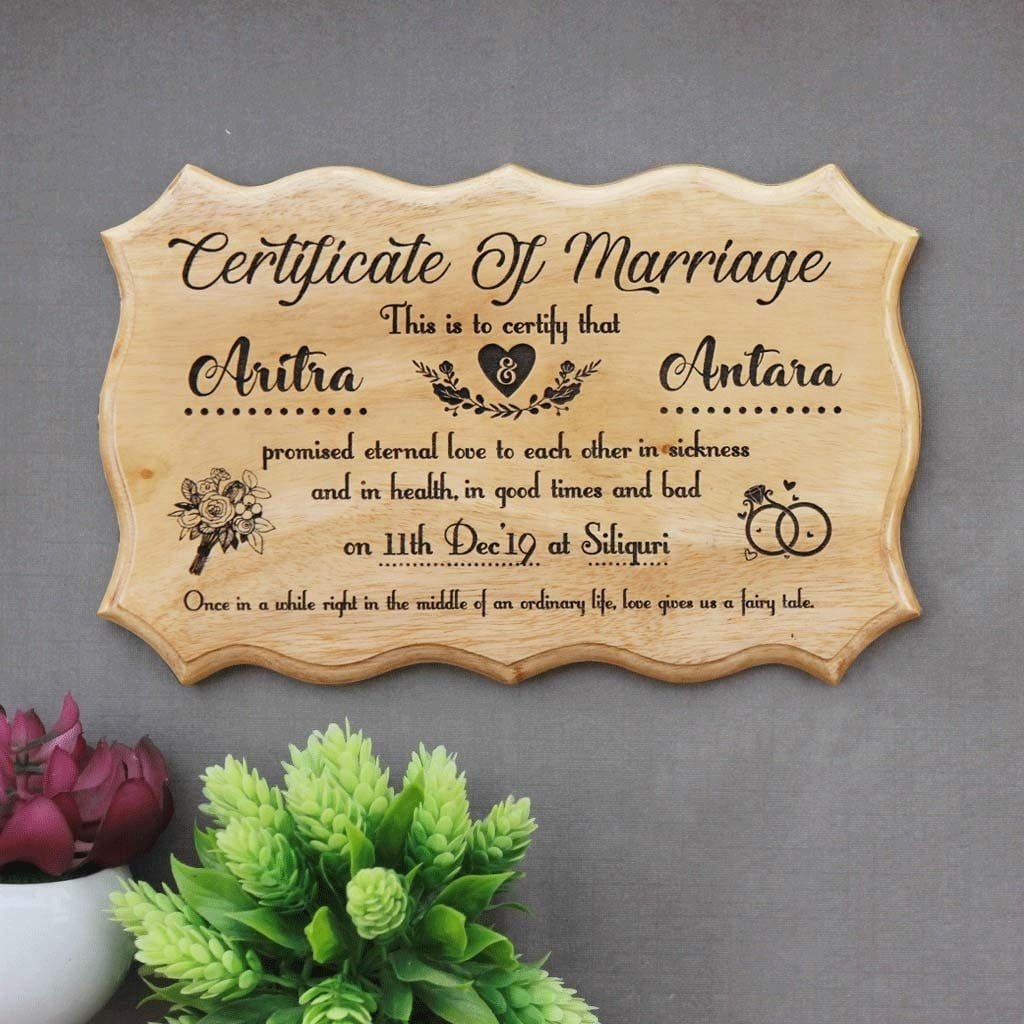 Personalized Wooden Marriage Certificate - Image 2