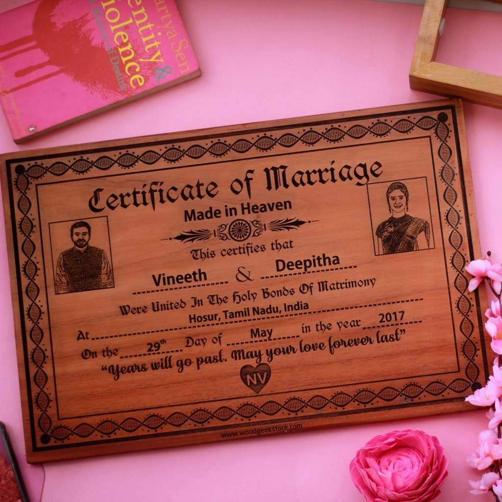 Personalized Wooden Marriage Certificate Poster - Image 2