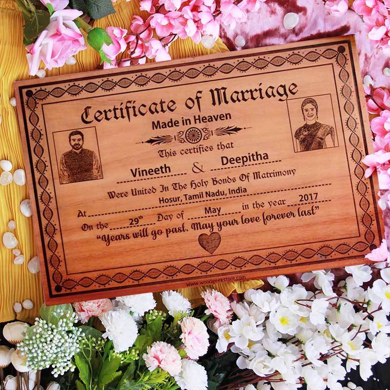 Personalized Wooden Marriage Certificate Poster - Image 3