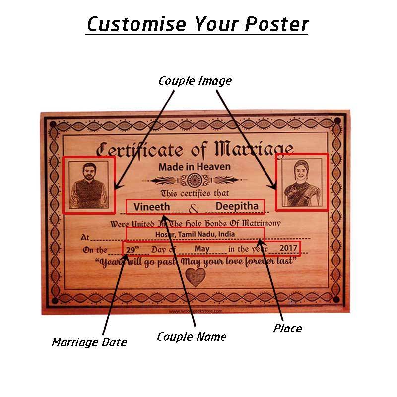 Personalized Wooden Marriage Certificate Poster - Image 4
