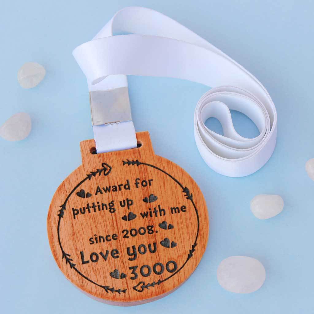 Personalized Wooden Medal For Putting Up With Me