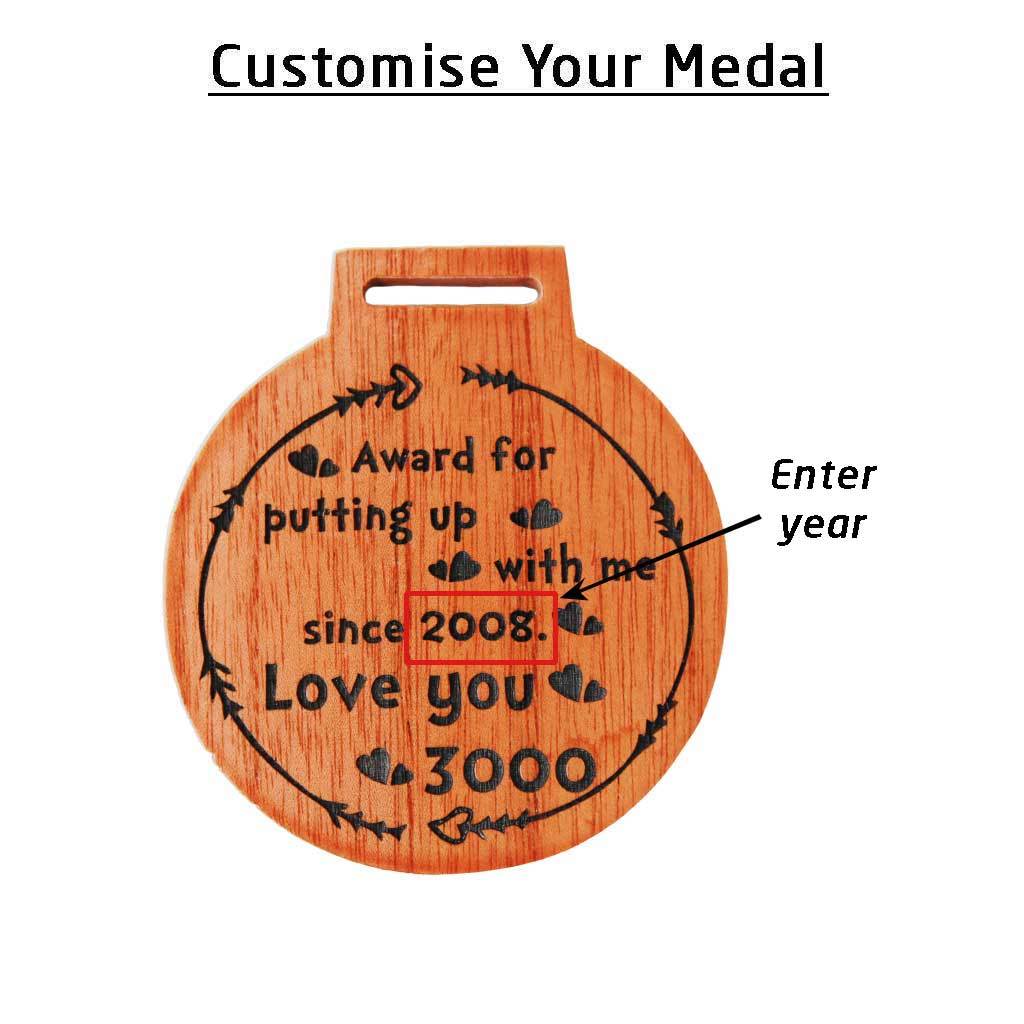 Personalized Wooden Medal For Putting Up With Me - Image 3