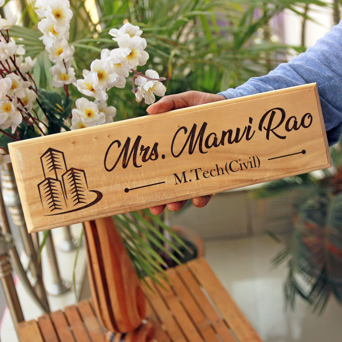 Personalized Wooden Nameplate for Architects - Image 2