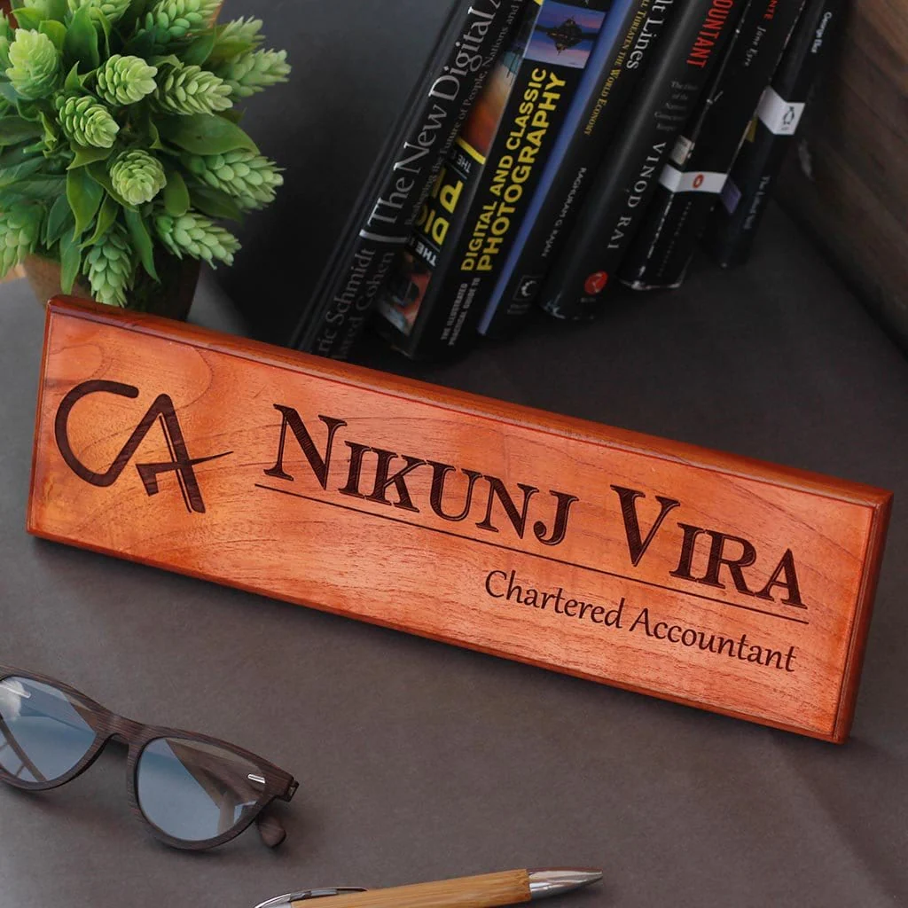 Personalized Wooden Nameplate for Chartered Accountants - Image 3