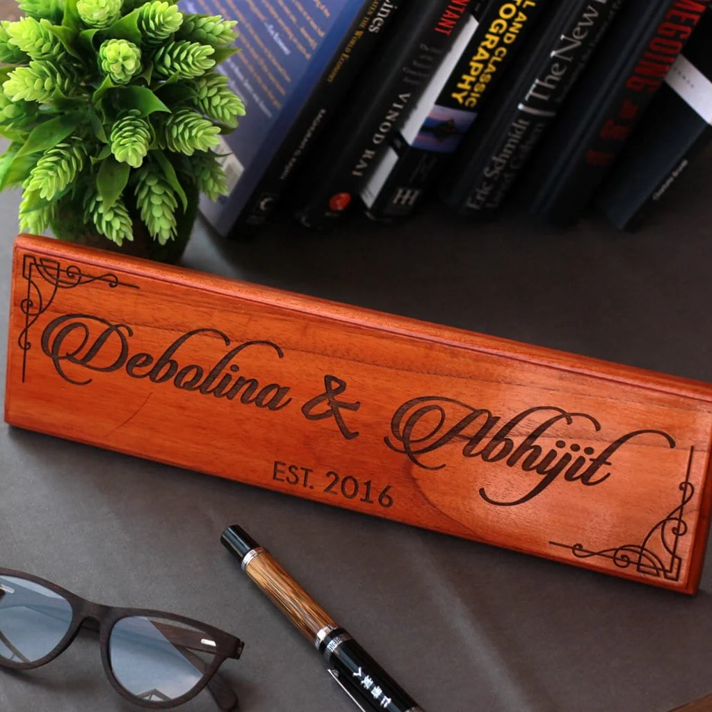 Personalized Wooden Nameplate for Husband & Wife - Image 3