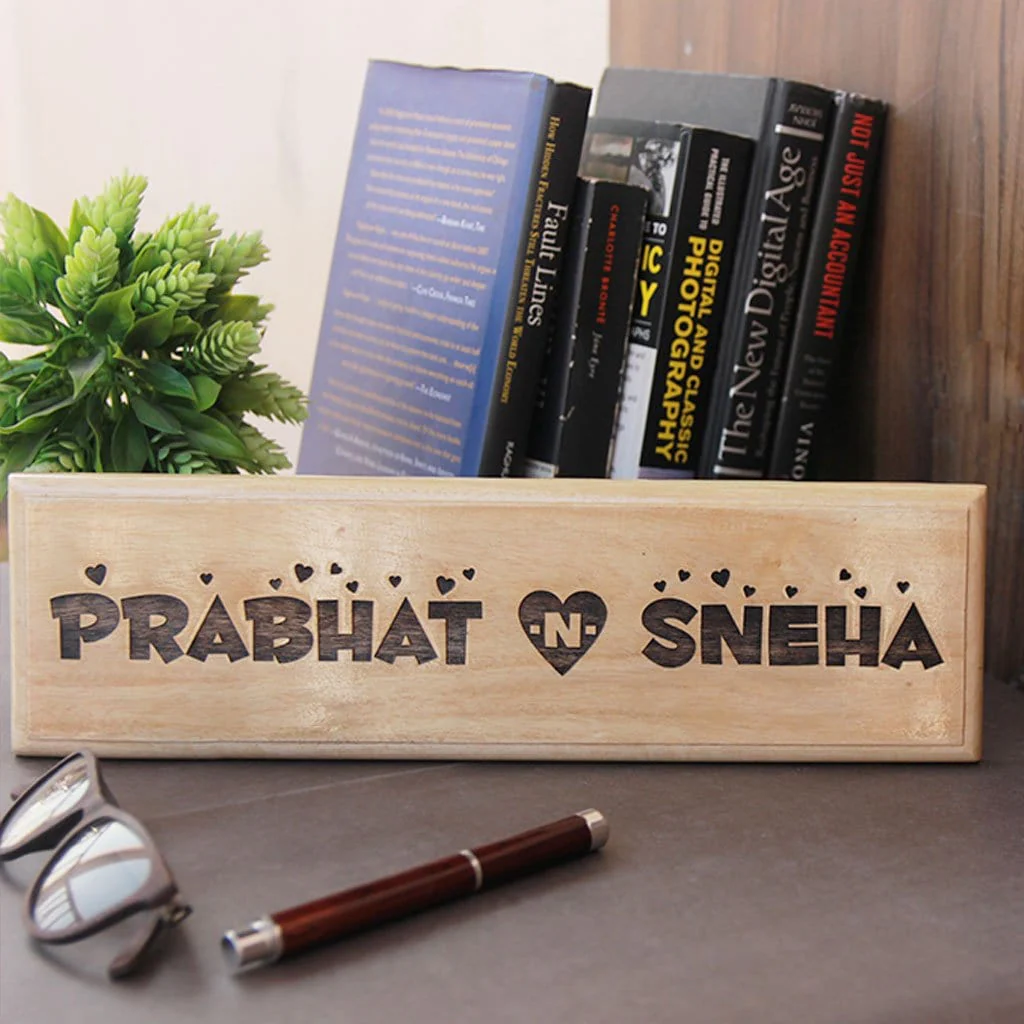 Personalized Wooden Nameplate for Husband & Wife - Image 4