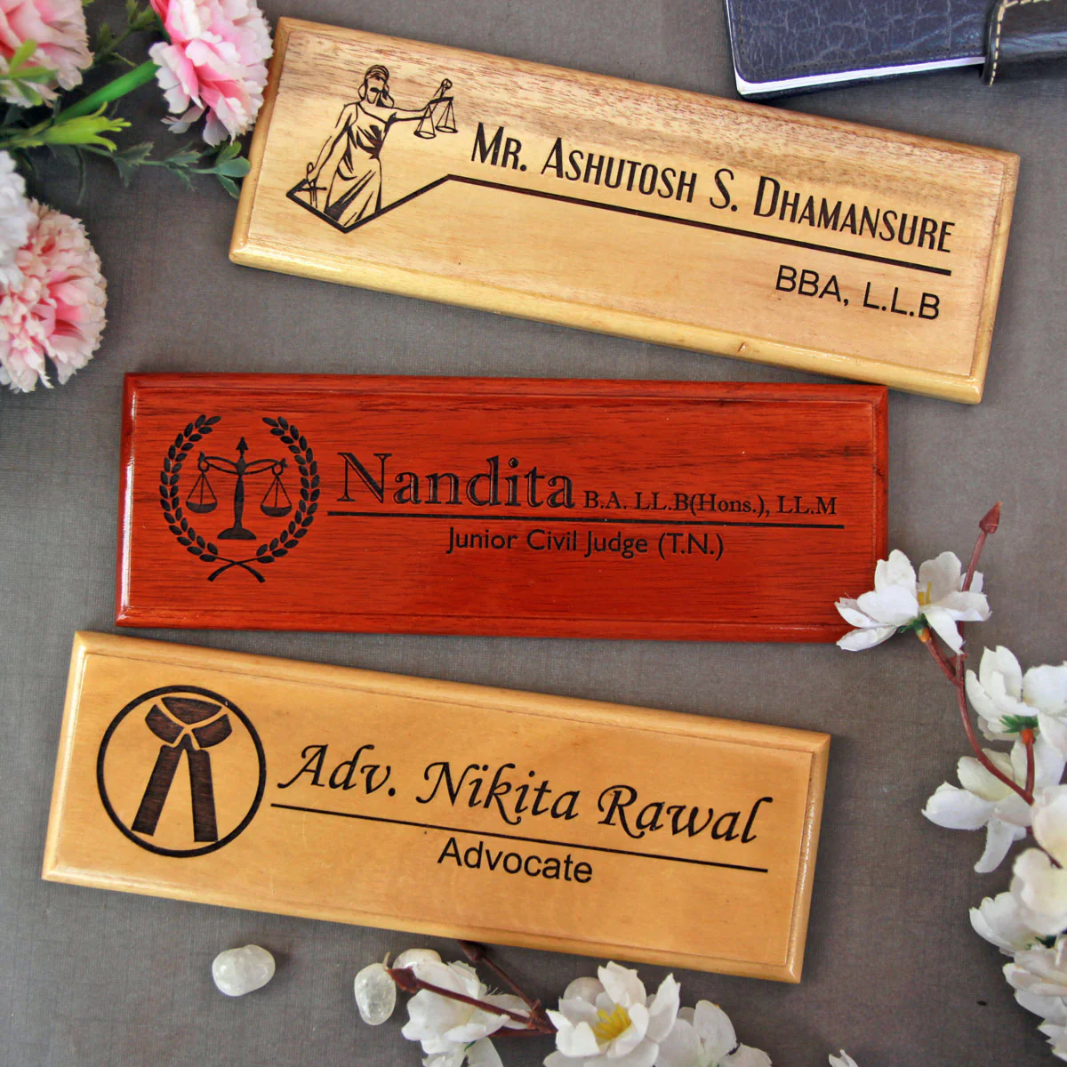 Personalized Wooden Nameplate for Lawyers