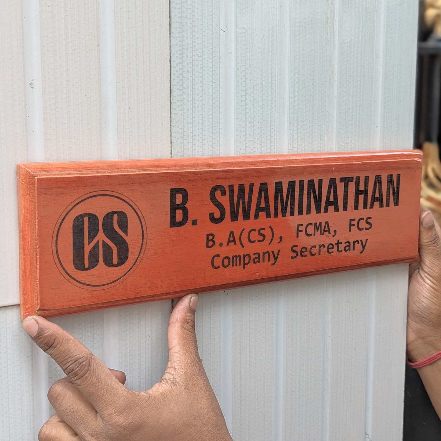 Personalized Wooden Nameplate for Office with Designation - Image 6