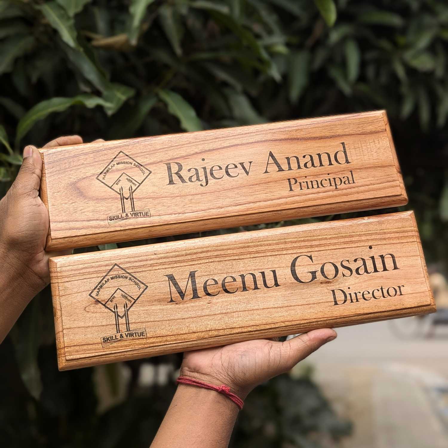 Personalized Wooden Nameplate for Office with Designation - Image 7