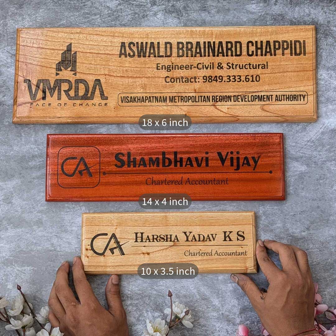 Personalized Wooden Nameplate for Office with Designation - Image 8