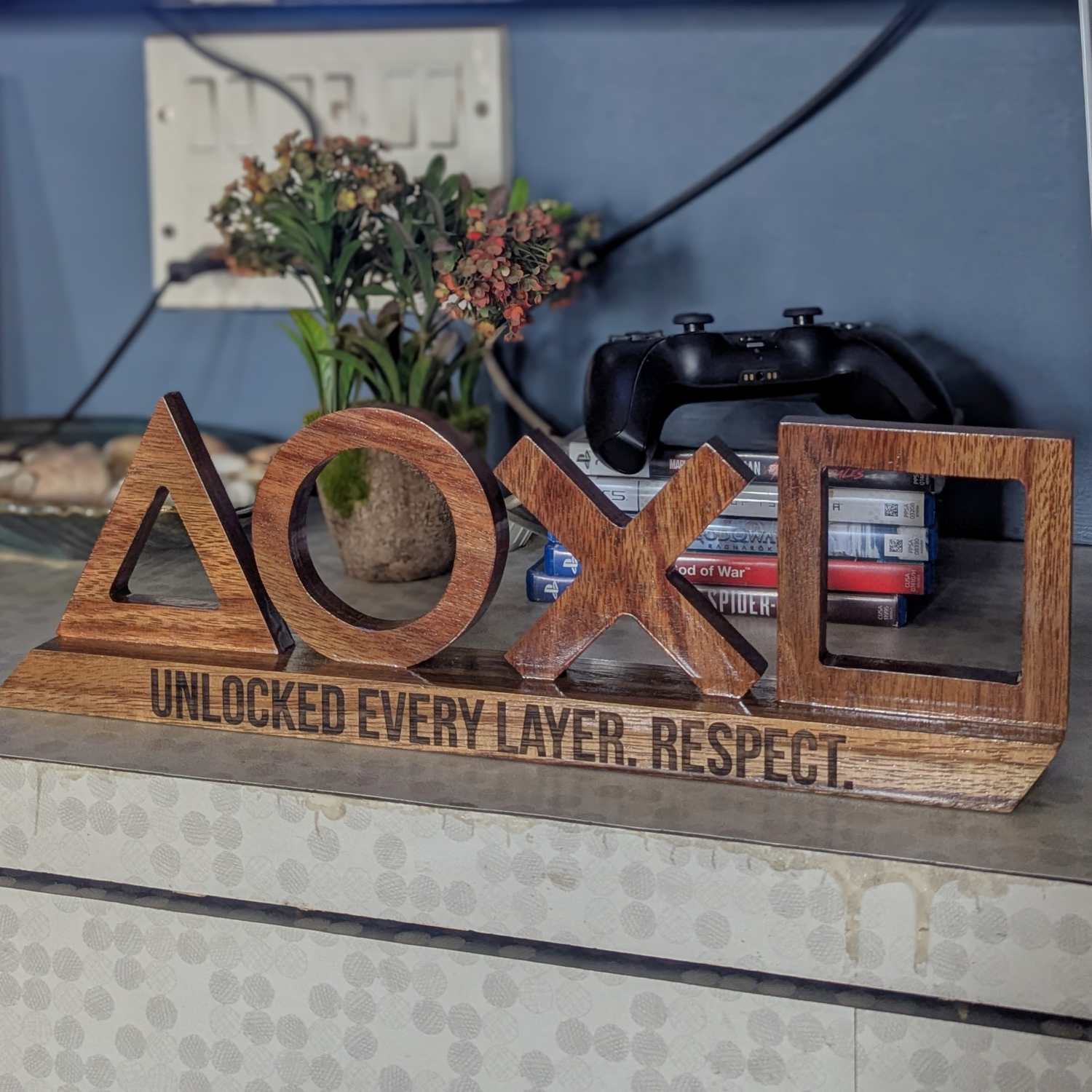 Personalized Wooden PlayStation Sign | Carved 3D Wood Desk Sign For Gamers - Image 4