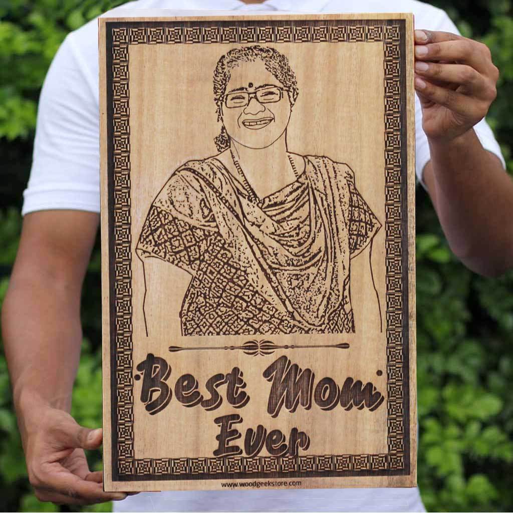 Birthday Gift For Mom | Custom Engraved Best Mom Wooden Frame - Image 3