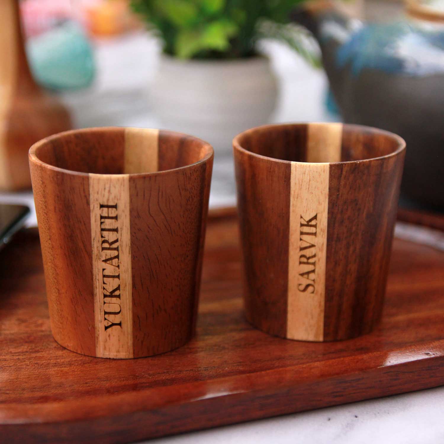 Personalized Wooden Tea & Coffee Cup Set - Image 16