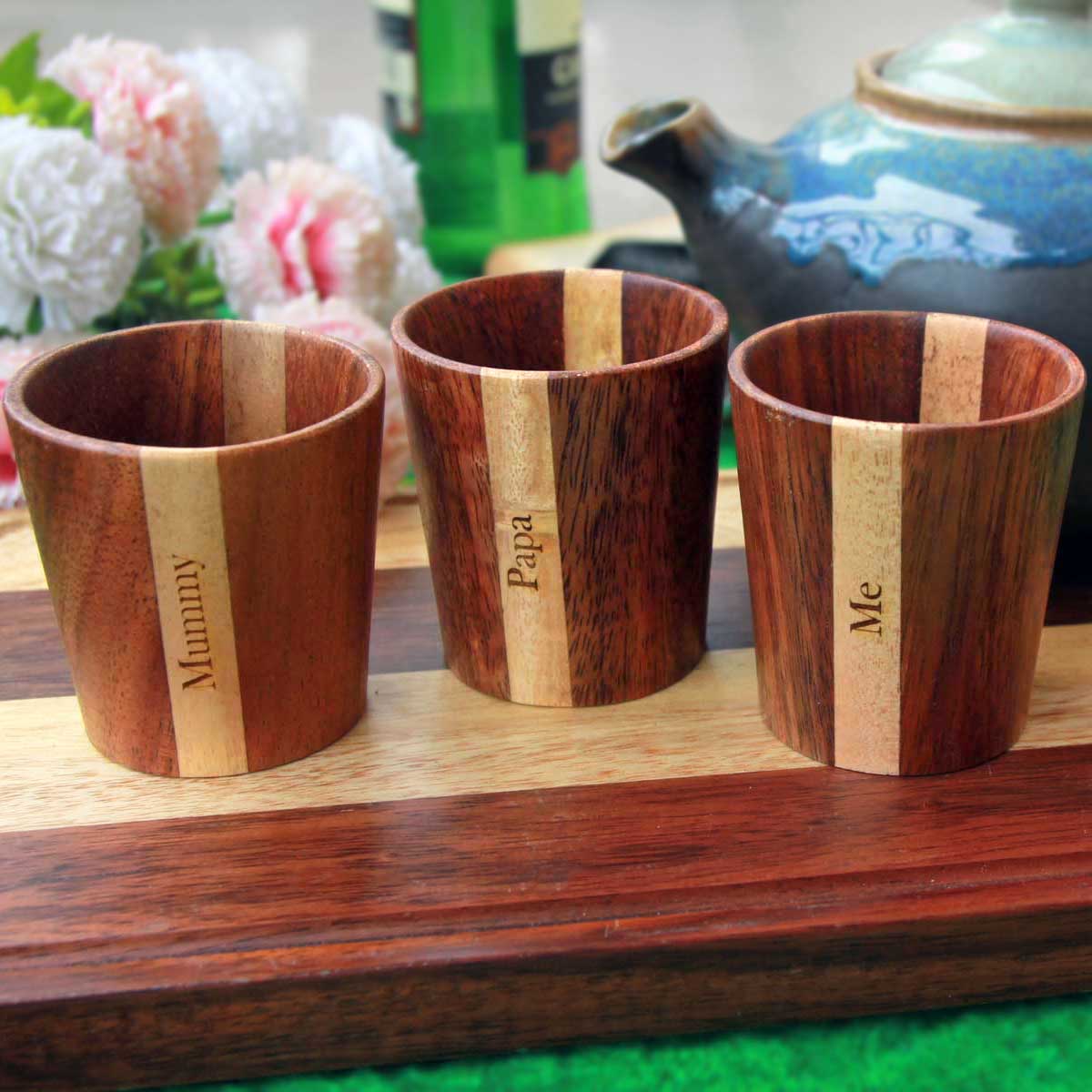 Personalized Wooden Tea & Coffee Cup Set - Image 6