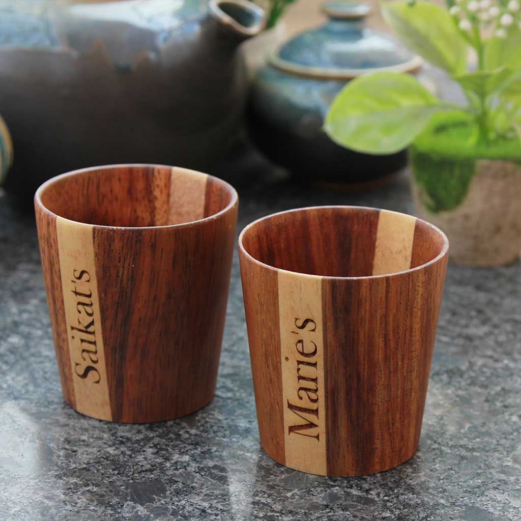 Personalized Wooden Tea & Coffee Cup Set - Image 7