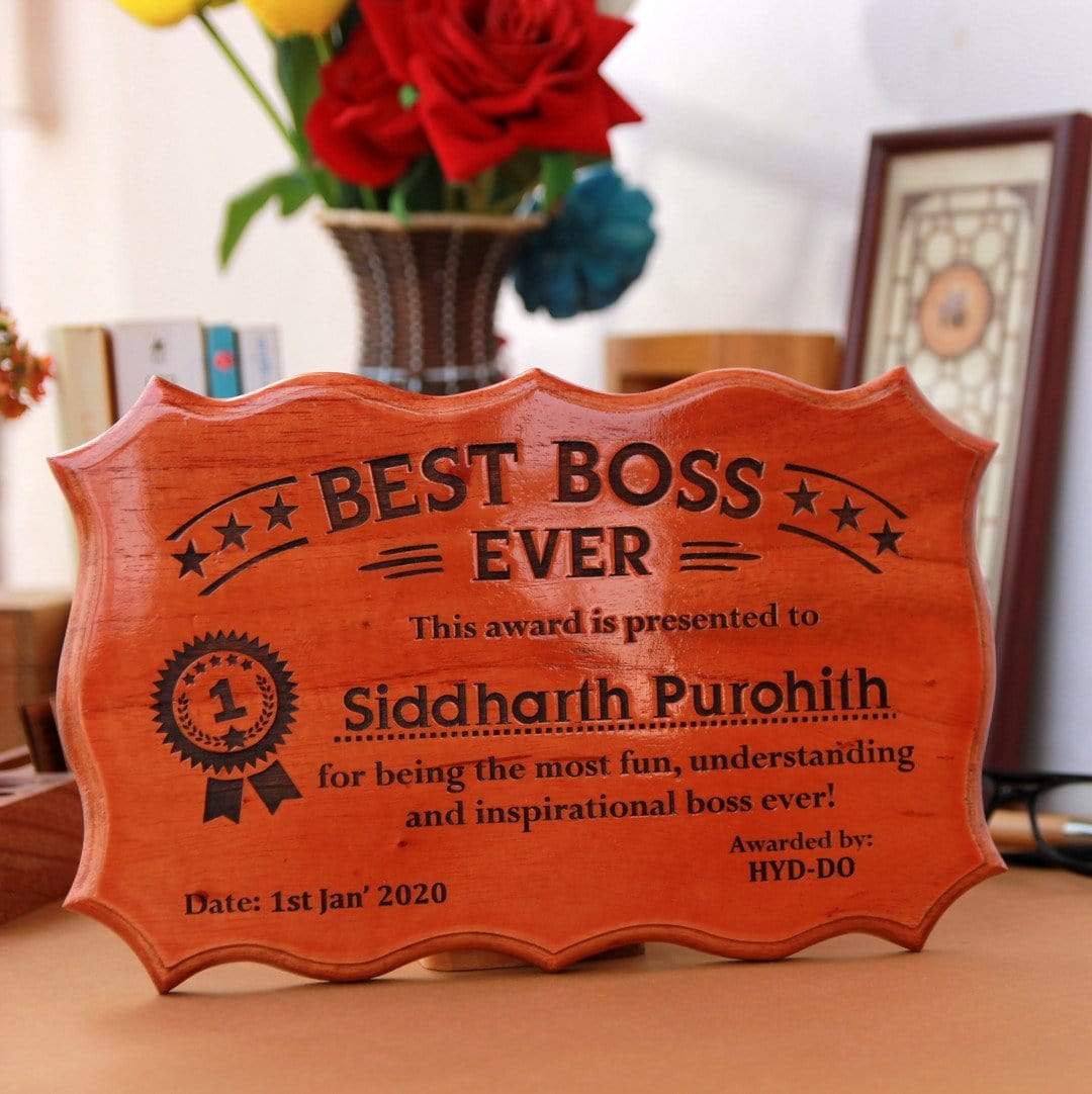 Personalized Best Boss Ever Wooden Certificate - Image 3