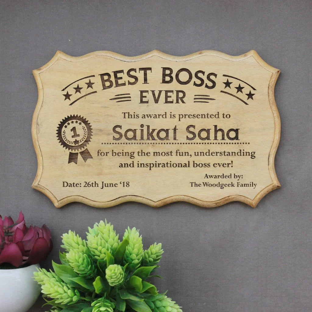 Personalized Best Boss Ever Wooden Certificate - Image 4