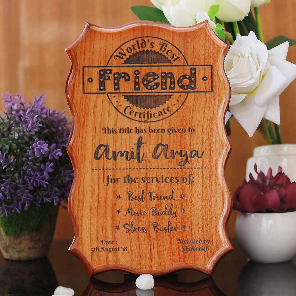 Personalized World's Best Friend Wooden Certificate - Image 3