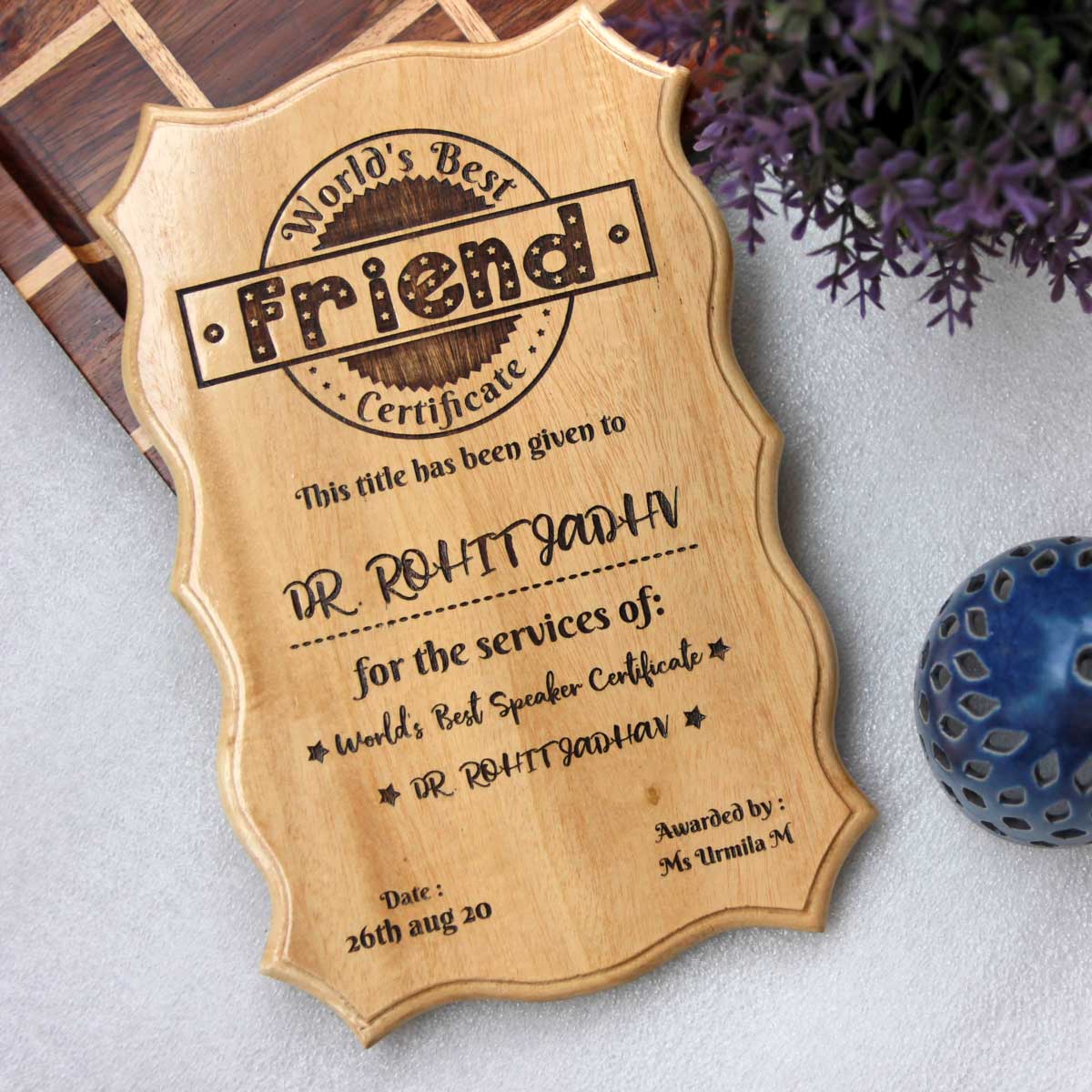 Personalized World's Best Friend Wooden Certificate - Image 4