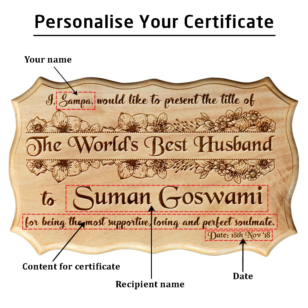 Personalized World's Best Husband Wooden Certificate - Image 3