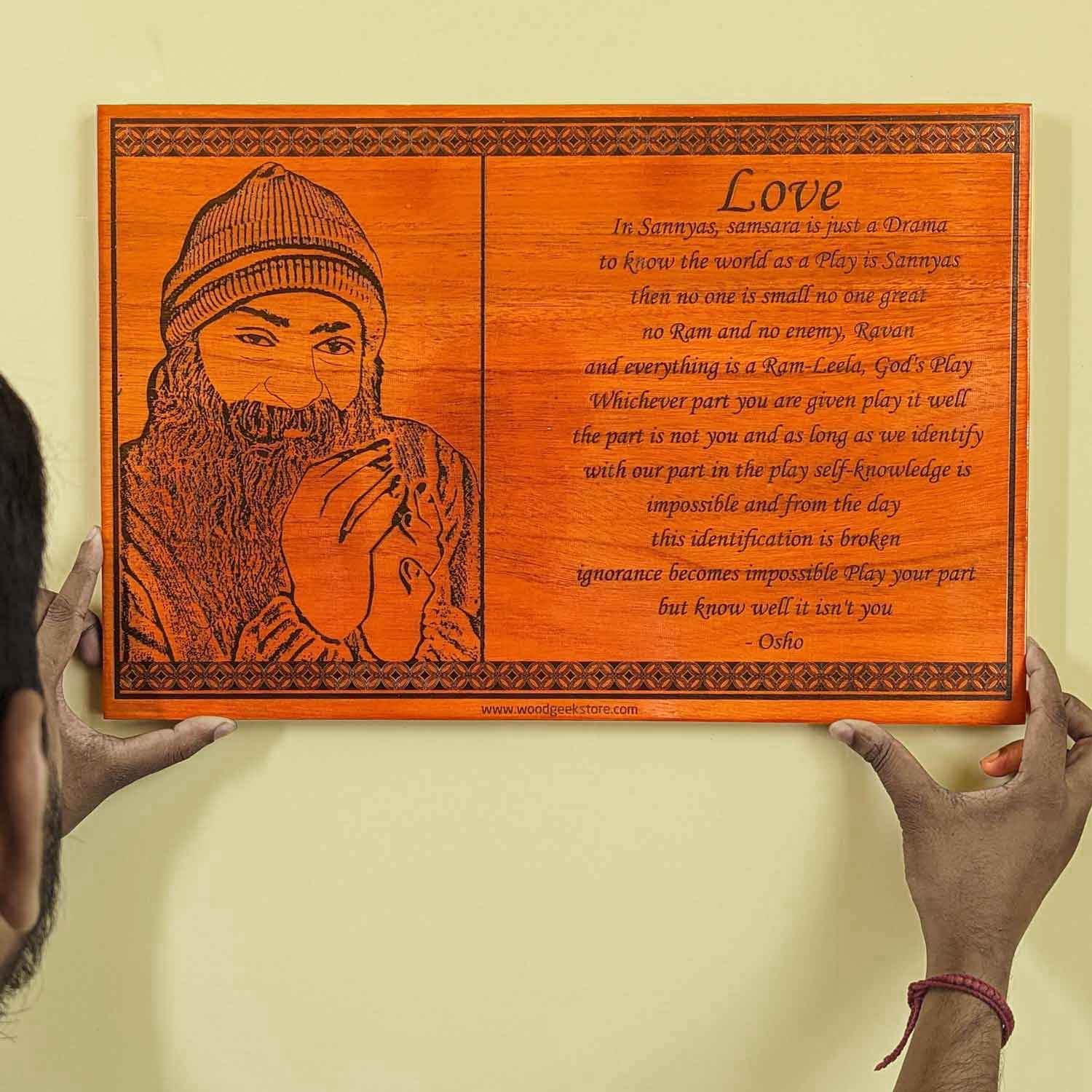 Philosophical Echoes - Engraved Osho Quote Wooden Frame - Image 2