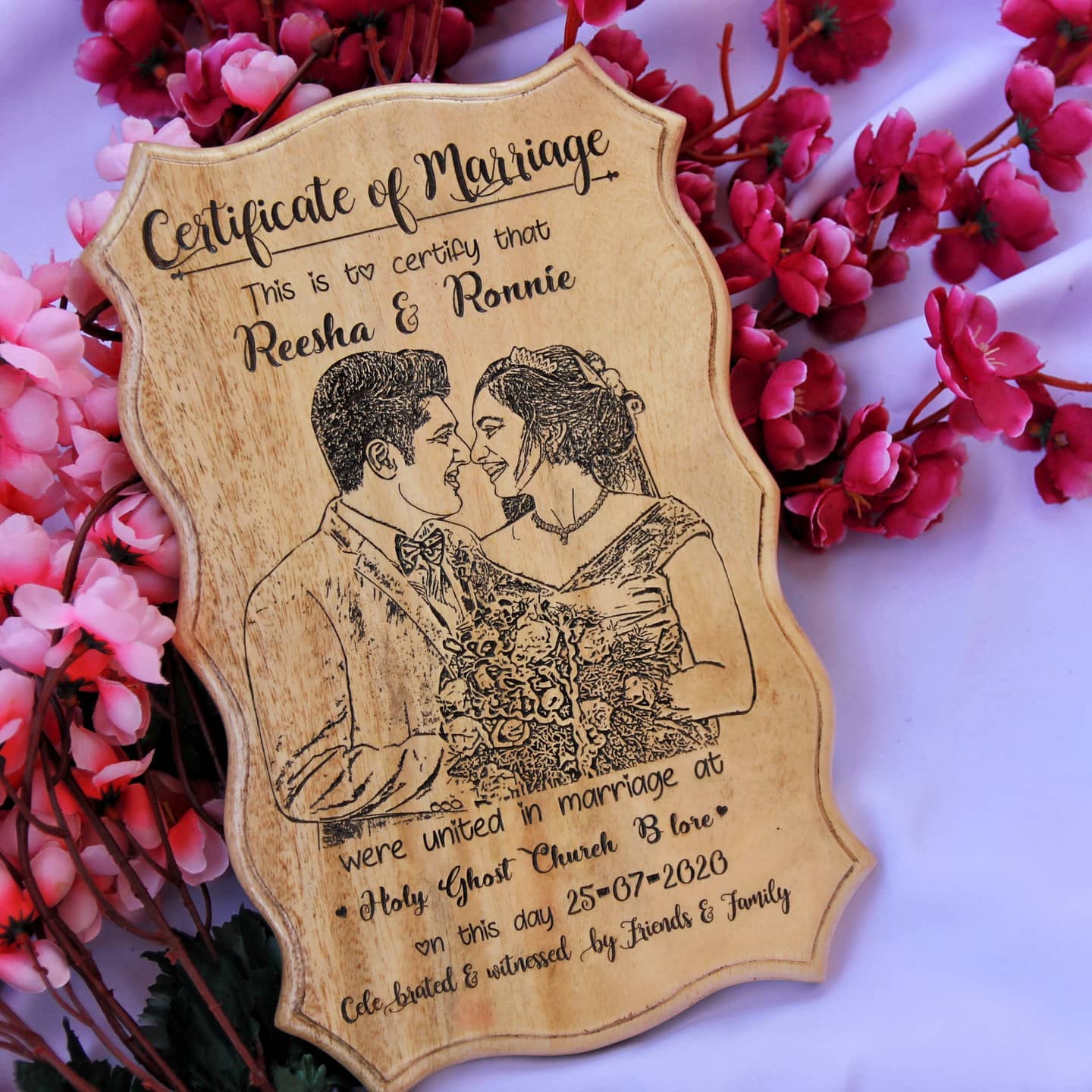 Photo Engraved Wooden Marriage Certificate - Image 3