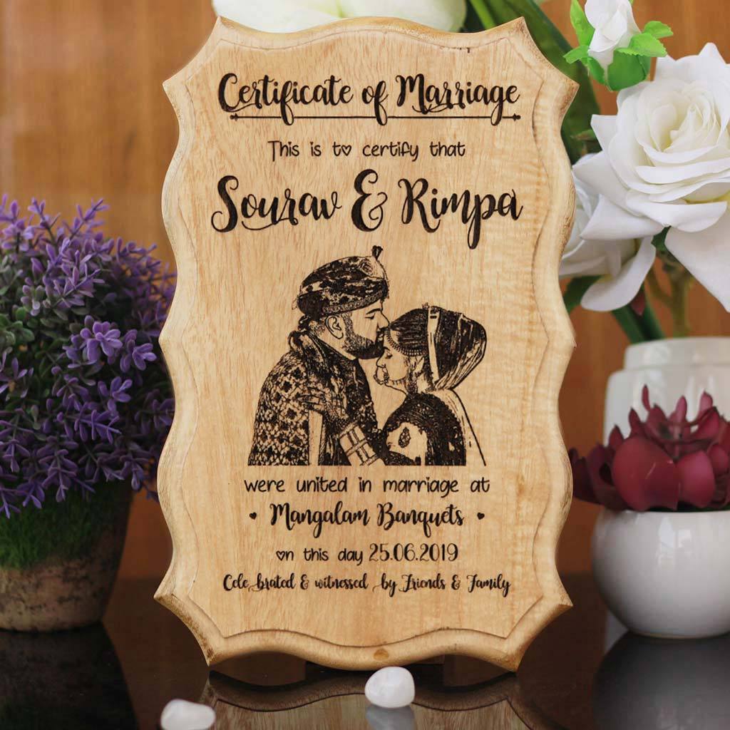 Photo Engraved Wooden Marriage Certificate - Image 4