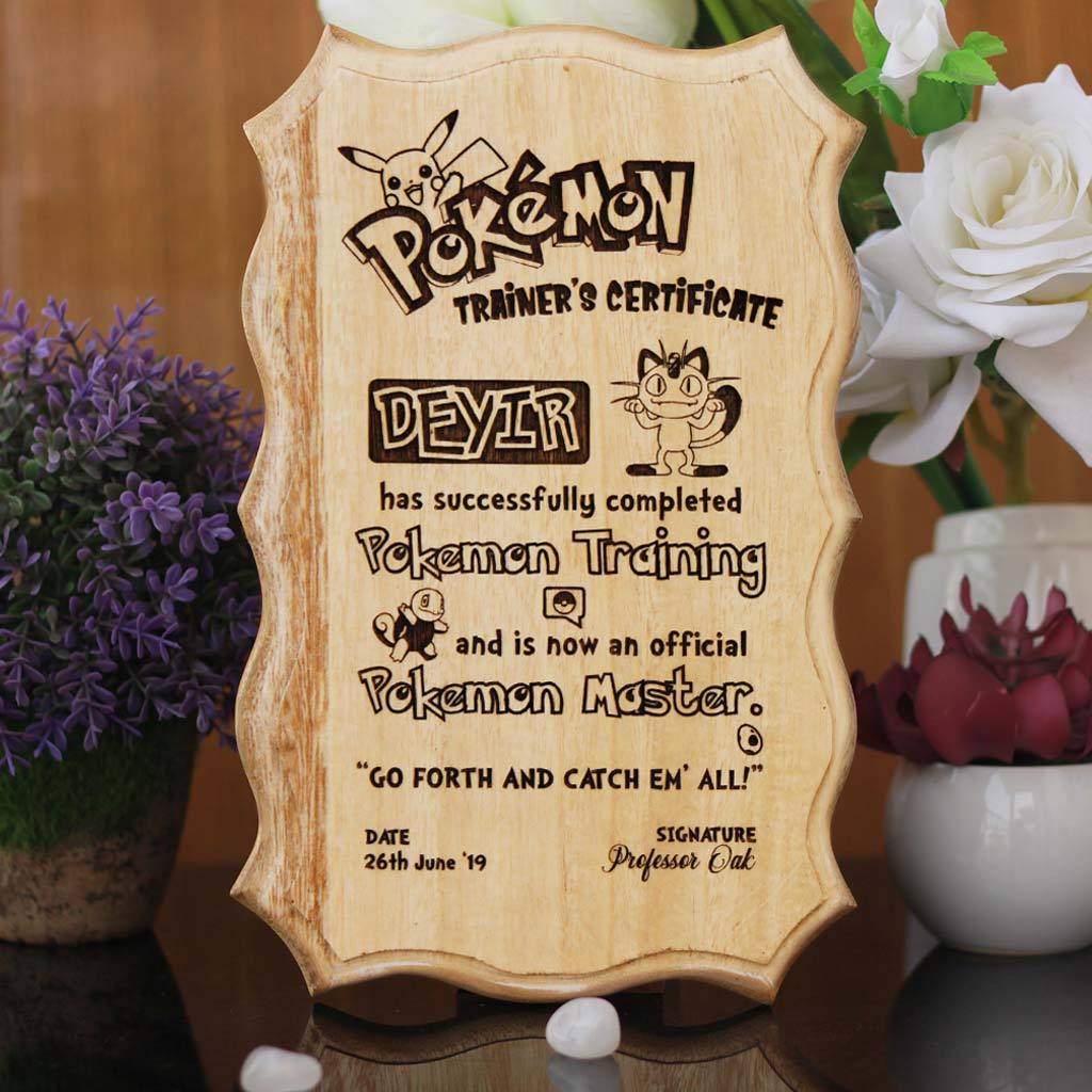 Pokemon Awards: Pokemon Master Wooden Certificate