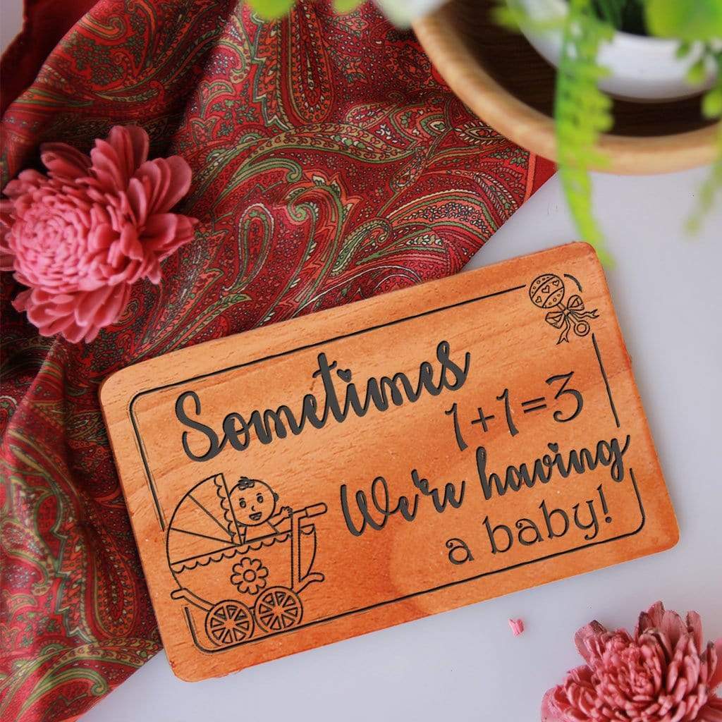 Pregnancy Announcement Cards & Pregnancy Congratulations Card: Set Of Personalized Wooden Cards - Image 2