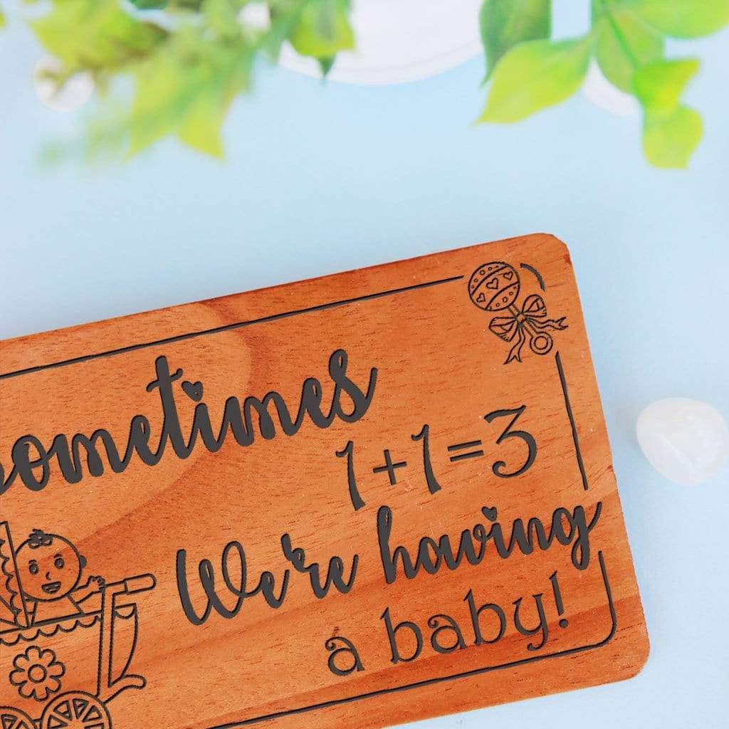 Pregnancy Announcement Cards & Pregnancy Congratulations Card: Set Of Personalized Wooden Cards - Image 3