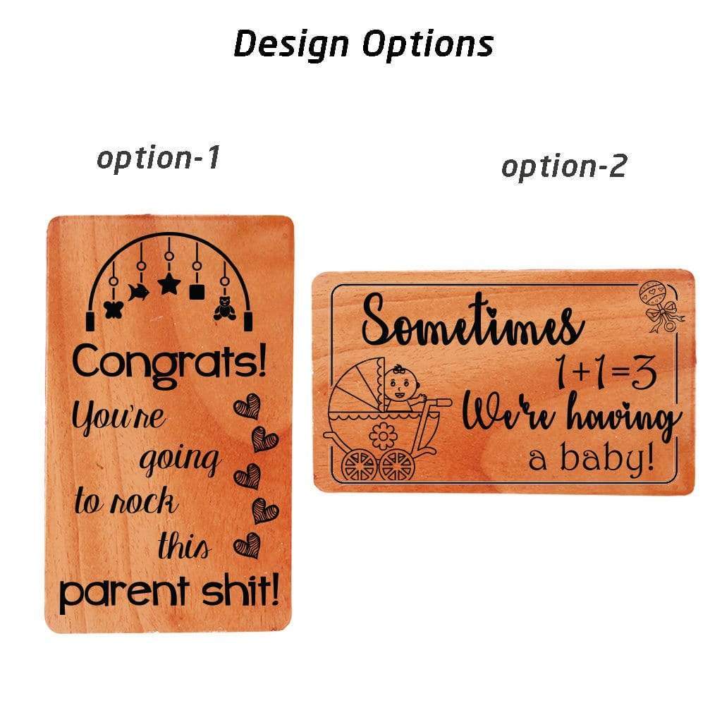 Pregnancy Announcement Cards & Pregnancy Congratulations Card: Set Of Personalized Wooden Cards - Image 4