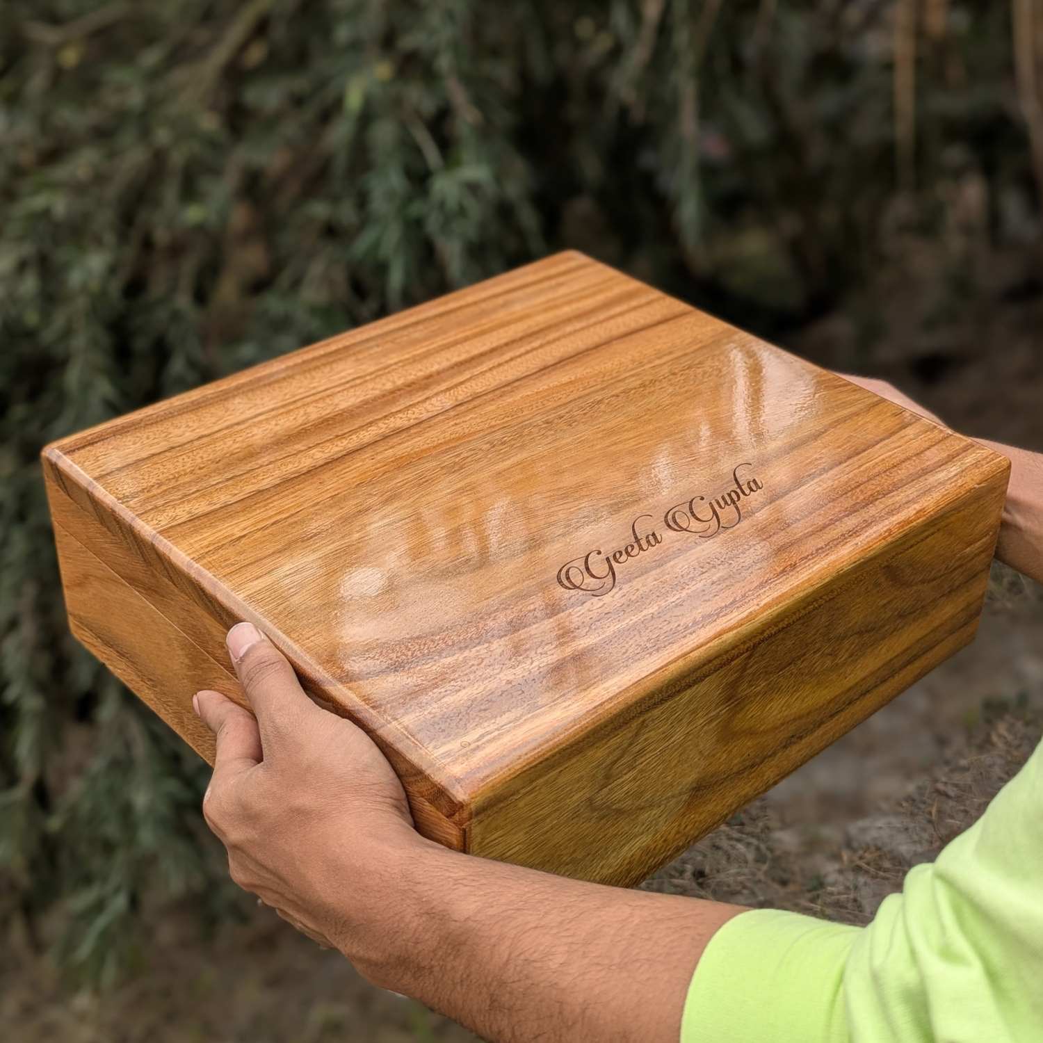 Premium Teak Wood Box With Custom Engraving | 14x14x4 inch