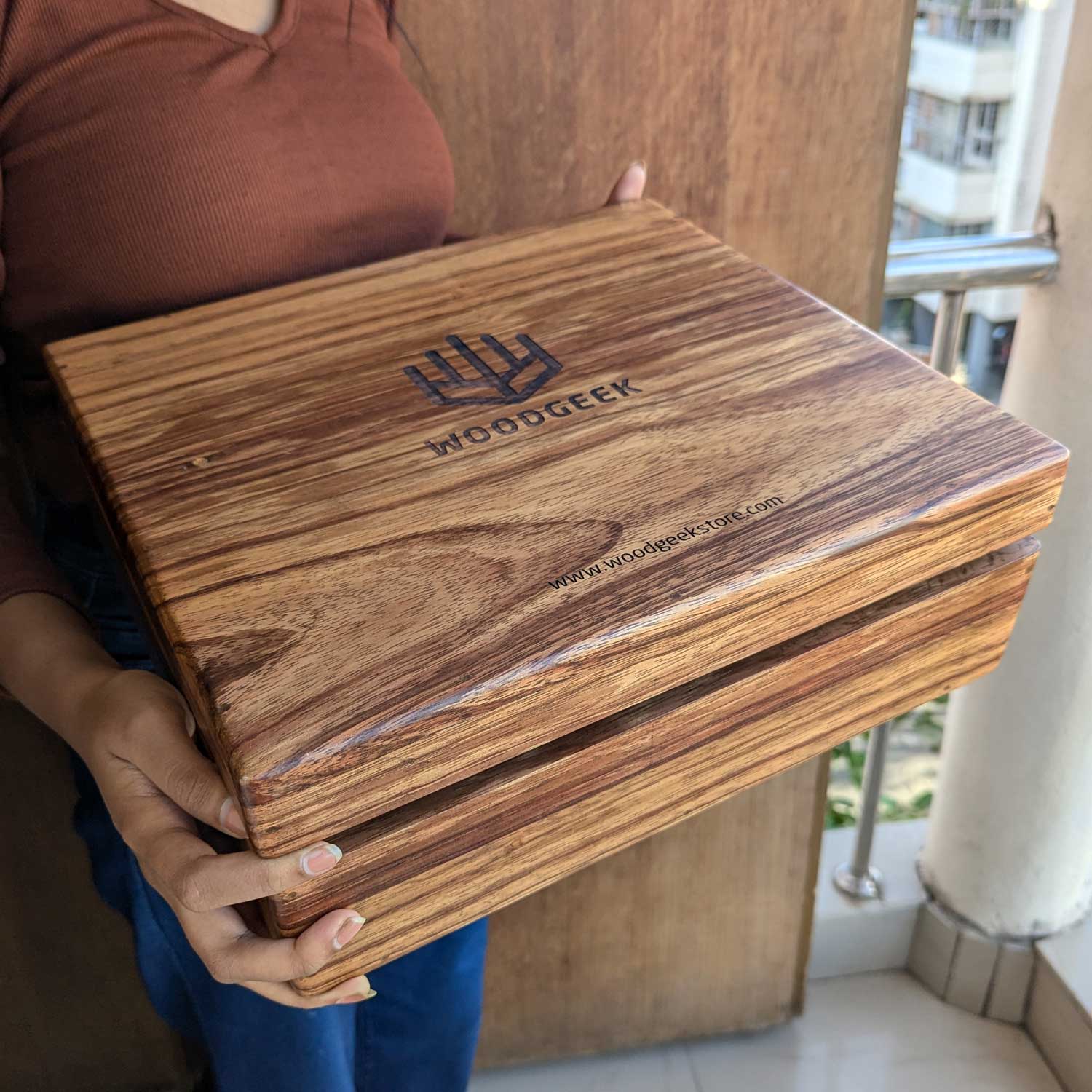 Premium Teak Wood Box With Custom Engraving | 14x14x4 inch - Image 10