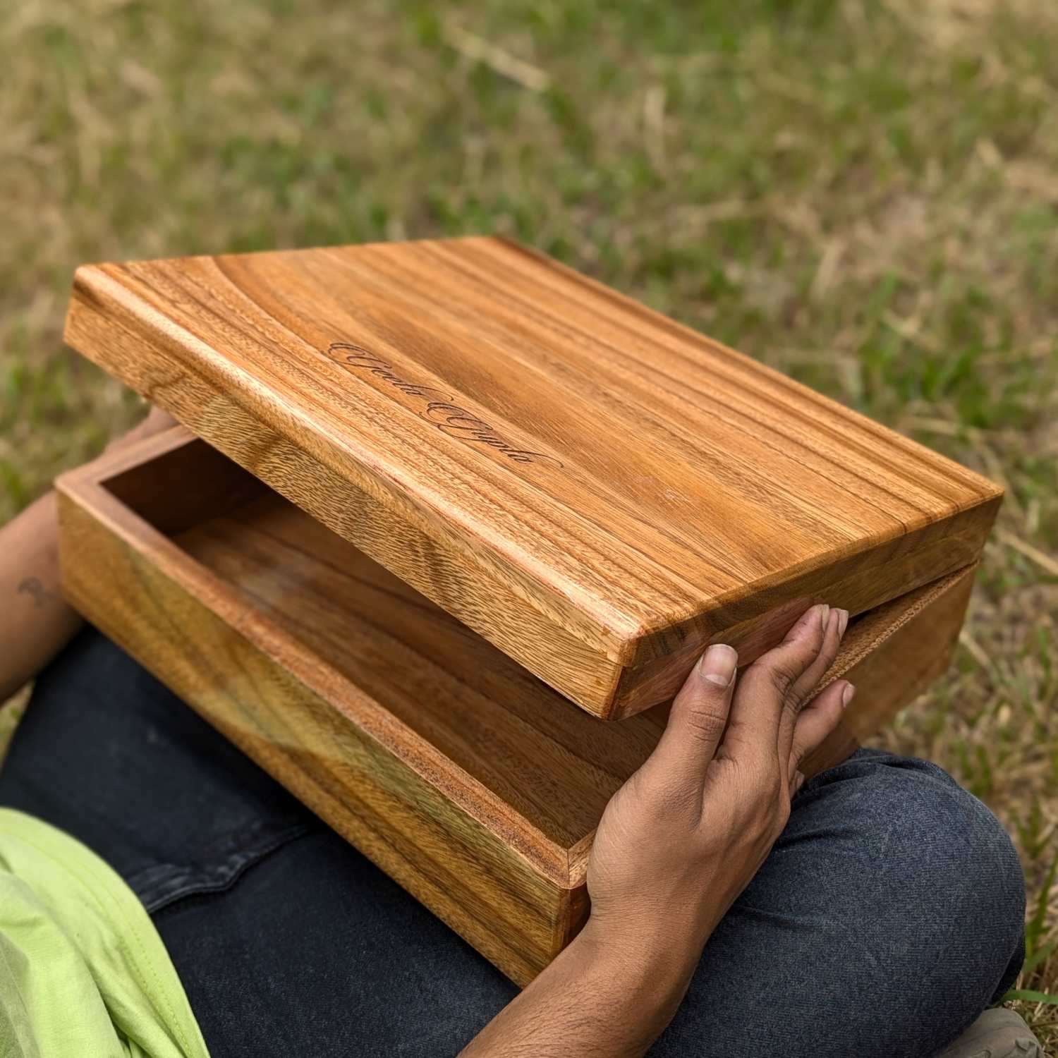 Premium Teak Wood Box With Custom Engraving | 14x14x4 inch - Image 3