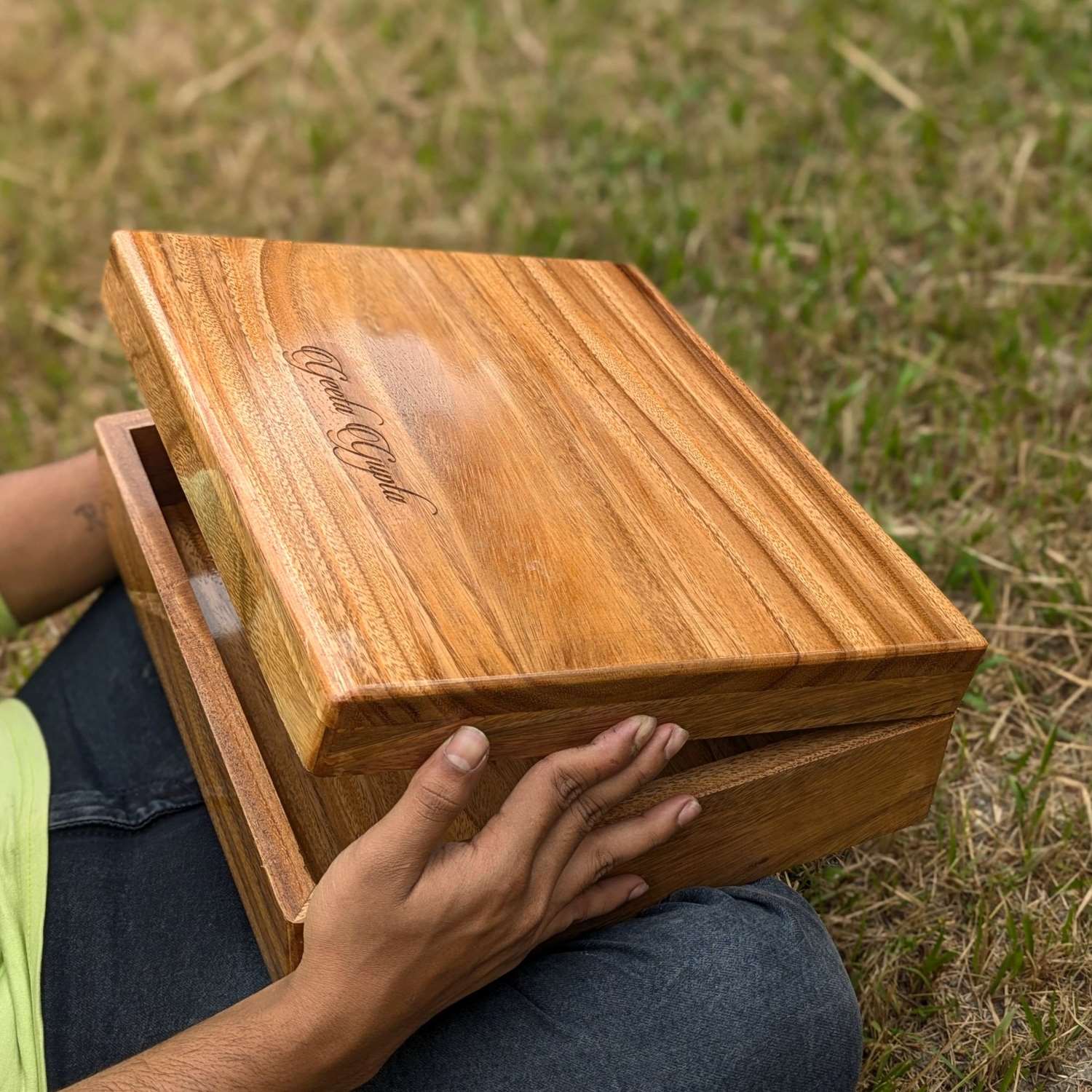 Premium Teak Wood Box With Custom Engraving | 14x14x4 inch - Image 5