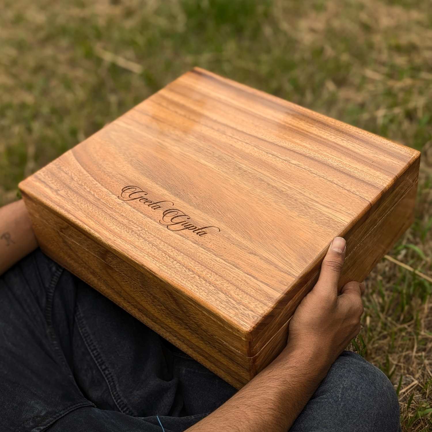 Premium Teak Wood Box With Custom Engraving | 14x14x4 inch - Image 6