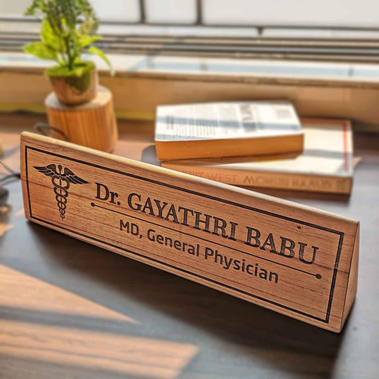 Professional Customized Triangular Desk Nameplate | Engraved with Logo & Designation - Image 12